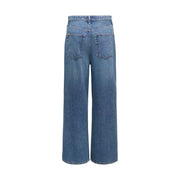 Rückseite only Damen-Jeans aus hellblauem Baumwollmischgewebe, mittelblaue Denim-Hose mit weitem Bein, hohem Bund und Taschen