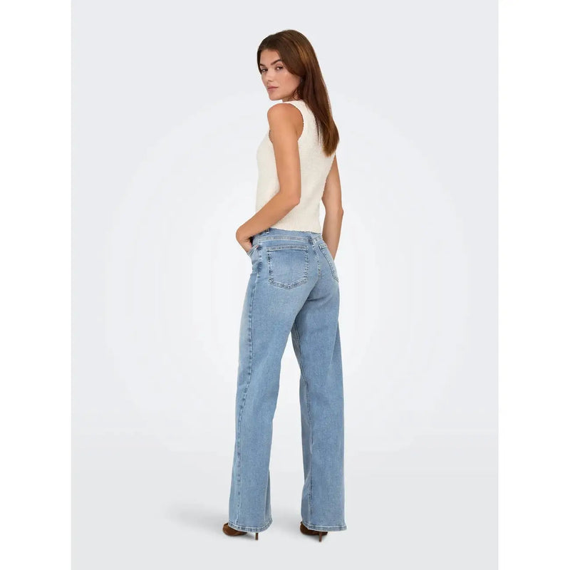 Only Hellblaue Damenjeans aus Bio-Baumwolle mit heller Waschung, weitem Bein und ausgestelltem Schnitt