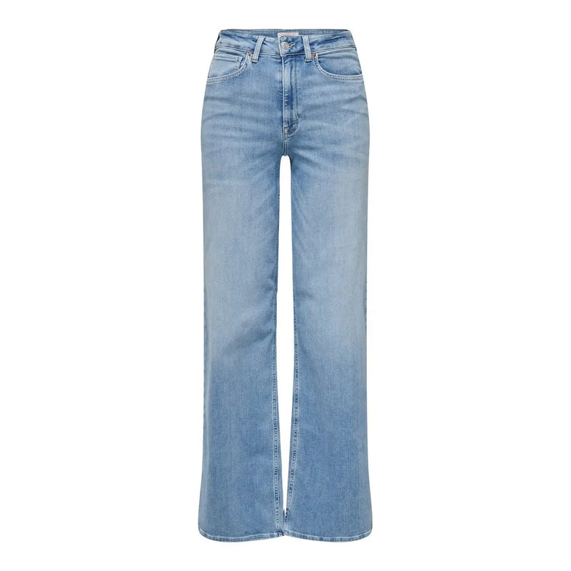 Only Hellblaue Damenjeans aus Bio-Baumwolle in heller Waschung mit hohem Bund, geradem Bein und klassischem Fünf-Taschen-Design