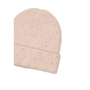 Only women pink rhinestone beanie cap wool blend with soft blush pink ribbed knit and silver rhinestone accents