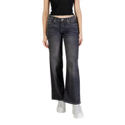 Only Women spring summer black cotton elastane dark-wash denim flare jeans with five-pocket design and subtle fading