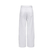 Only women straight jeans white cotton denim featuring white wide-leg trousers with minimalist design and subtle stitching