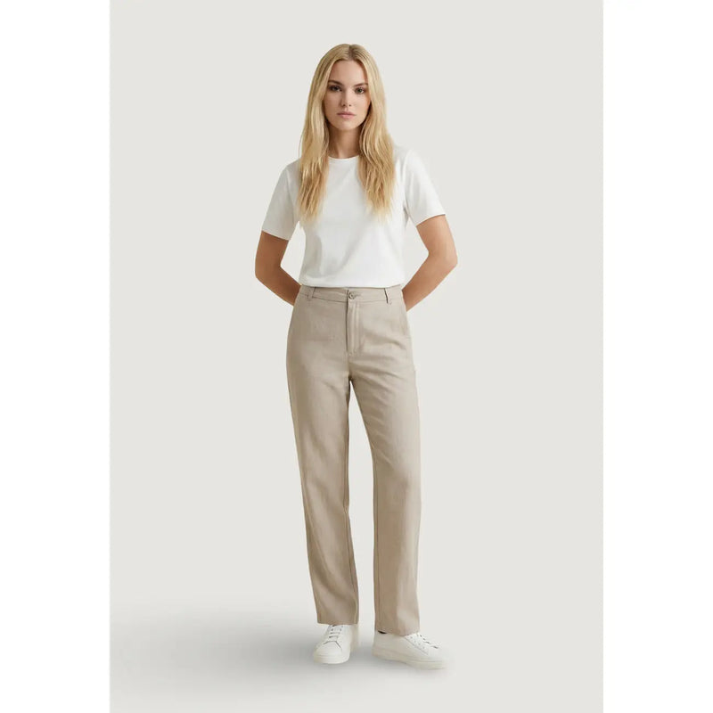 Only women beige straight-leg trousers with a clean tailored fit subtle creases viscose regular fit