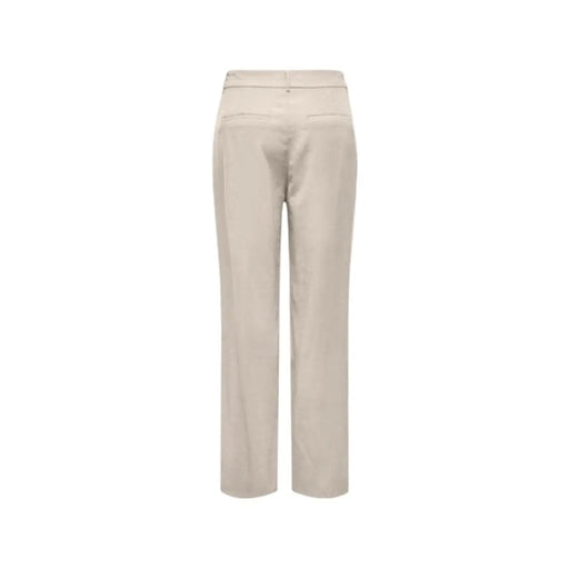 Beige only Gerade geschnittene Damenhose aus Viskose, normale Passform und dezente Gesäßtaschen, von hinten gesehen