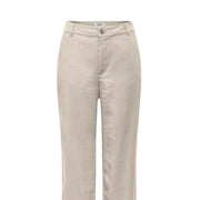 Beige viscose only women straight trousers with a clean straight-leg cut and subtle stitching details in regular fit