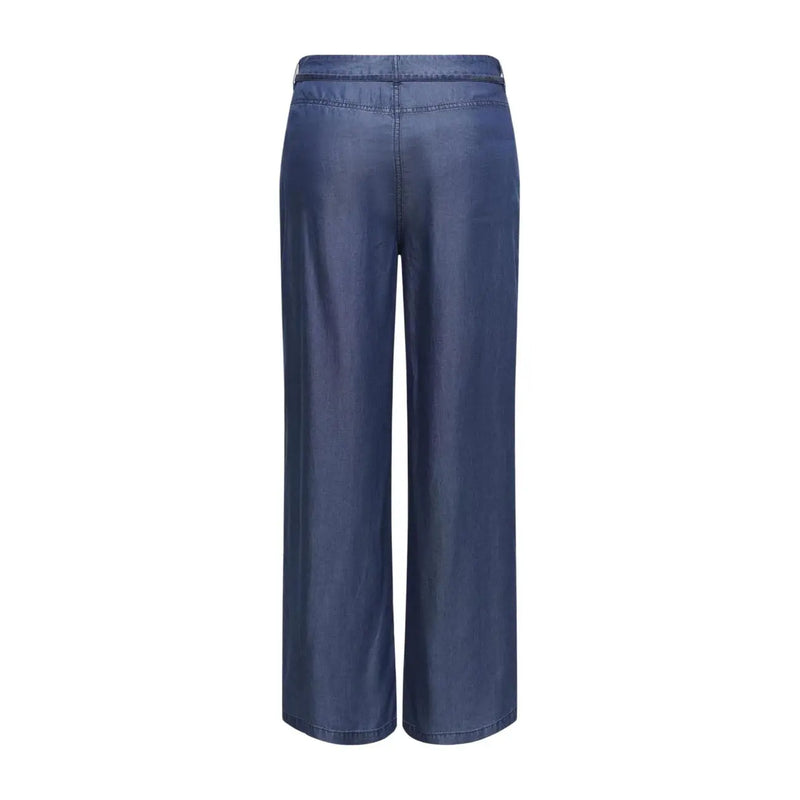Dark blue wide-leg straight trousers for women made of smooth lyocell material gianna pant by Only
