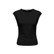 Black sleeveless women top with round neck made of cotton lycra in a fitted silhouette by Only Mira Capsl