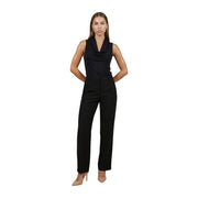 Black sleeveless cowl neck viscose jumpsuit with tailored trousers and sleek modern design for women s l