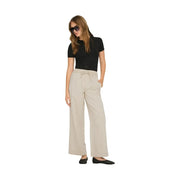 Beige cotton lyocell wide-leg trousers with a drawstring waistband from Only women collection