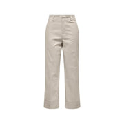 Beige cotton stretch high-rise wide-leg trousers with a tailored cut and rolled cuffs by Only women size 30