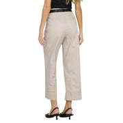 Beige cotton stretch high-waisted cropped trousers with a sleek tailored fit and subtle creases size 30 by Only Women