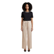 Beige wide-leg only women trousers with drawstring waistband made of polyester and viscose for comfortable wear