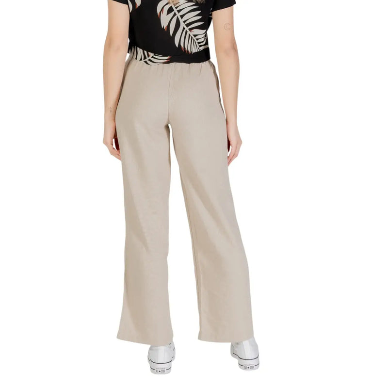 Only women beige linen viscose wide-leg trousers with smooth tailored fabric and subtle side seam detailing size m