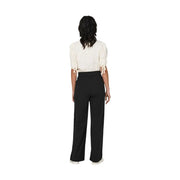 Black high-waisted wide-leg cotton trousers for women with lace detail by Only in a front view