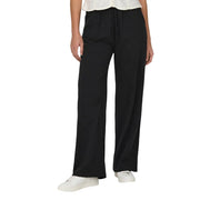 Black wide-leg cotton trousers with lace detail and drawstring waistband from Only women collection