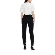 Black high-waisted slim-fit trousers for women made of lace viscose blend ideal for fall and winter wear