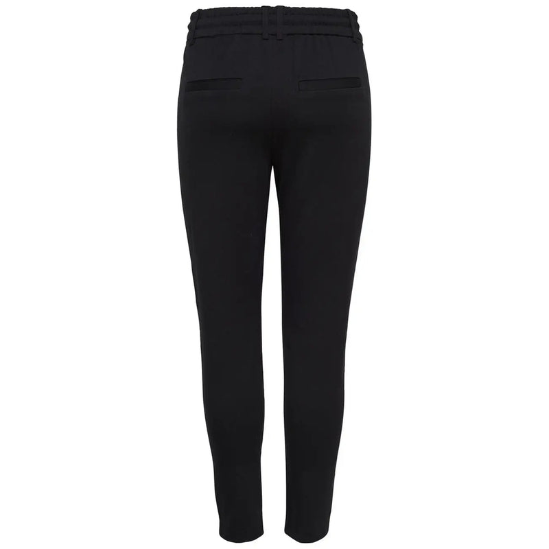 Black lace viscose blend tailored trousers for women with slim fit and elasticated waistband fall winter wear