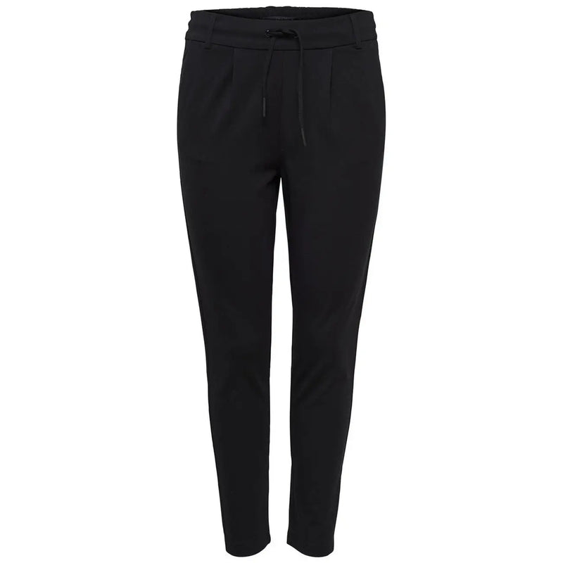 Only women black tapered trousers with drawstring waistband and subtle pleats in lace viscose blend for fall winter