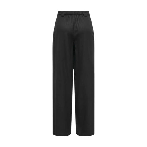 Schwarze, hochgeschnittene Hose mit weitem Bein only Damenhose aus Leinenviskose mit Satin-Finish und elastischem Bund, Größe 30