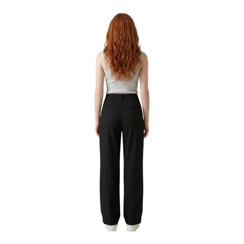 Black high-waisted wide-leg trousers in linen viscose with a sleek tailored fit for spring summer size 30 by Only Women