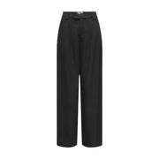 Black high-waisted wide-leg tailored linen viscose trousers with subtle front pleats for spring summer size 30 by Only Women