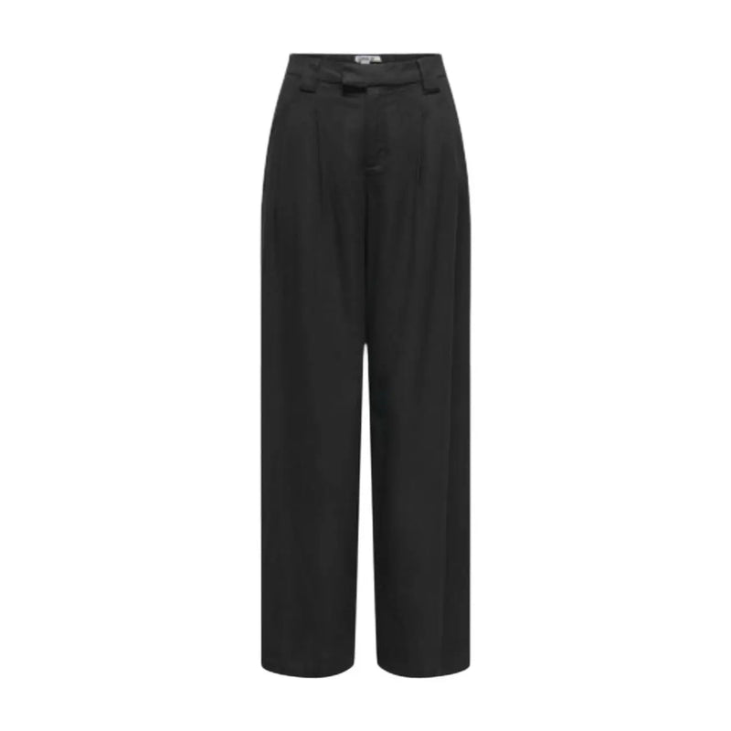Black high-waisted wide-leg tailored linen viscose trousers with subtle front pleats for spring summer size 30 by Only Women