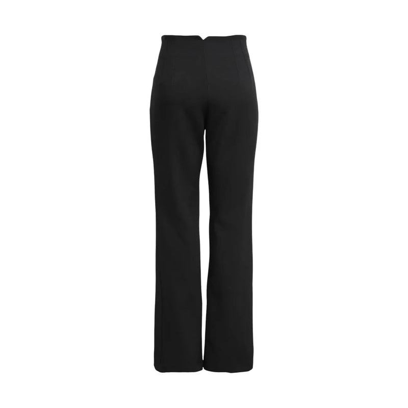 Black high-waisted straight-leg trousers in viscose blend with a sleek tailored fit for spring summer by only women