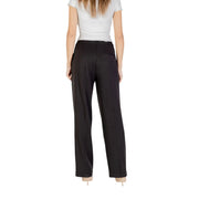 Black wide-leg trousers only women with sleek tailored fit subtle creases zip button regular fit material