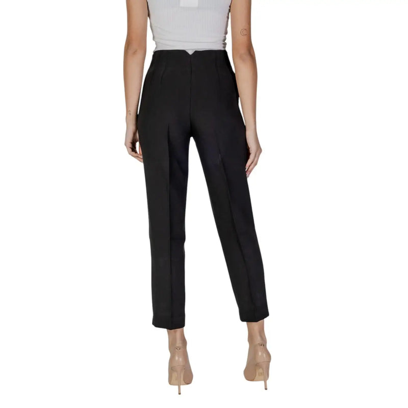Black high-waisted tailored trousers with zip front pockets and subtle waist pleats from Only Women collection