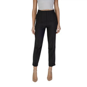 Black high-waisted tailored only women trousers with zip front pockets and sleek straight-leg cut with side seam detailing