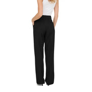 Black only women high-waisted wide-leg trousers with sleek tailored fit zip front and pockets 15318089