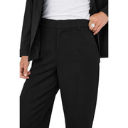 Only women black tailored trousers with sleek straight-leg cut and concealed button closure with zip front pockets
