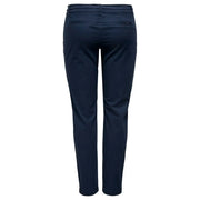 Only women slim-fit dark navy blue cotton trousers with braided belt detail ideal for spring summer wear
