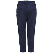 Navy blue elastic waist viscose blend trousers with two back pockets only women lace fall winter design back view