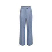Light blue high-waisted wide-leg only women trousers in polyester with zip closure and satin-like finish size mm