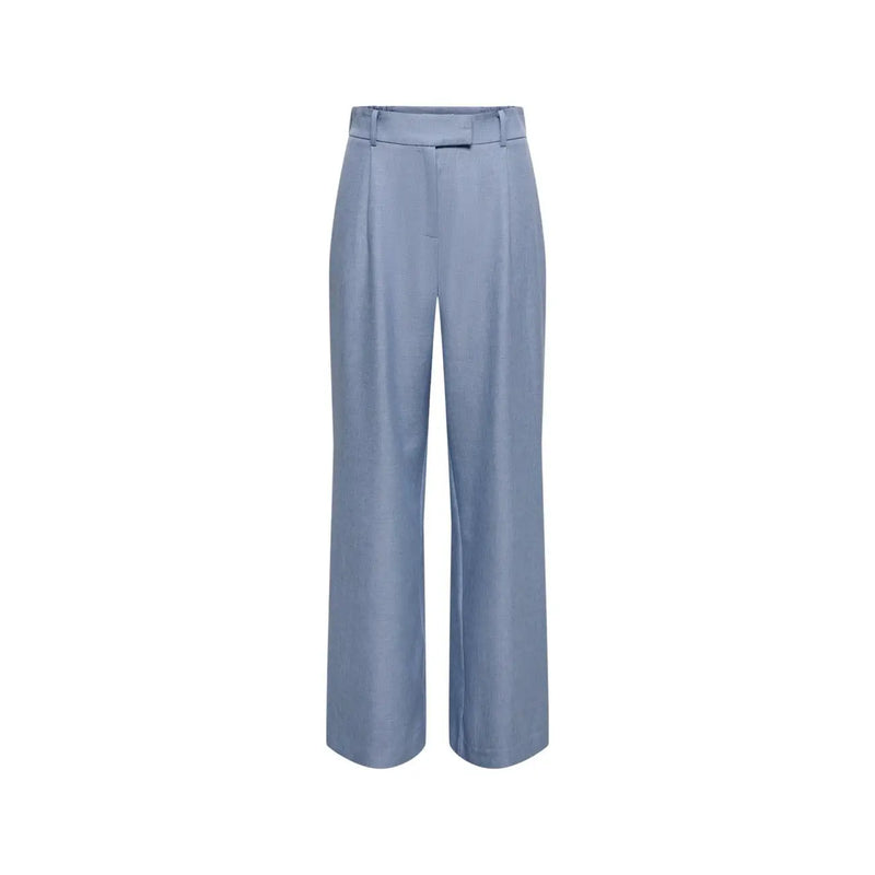 Light blue high-waisted wide-leg only women trousers in polyester with zip closure and satin-like finish size mm