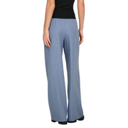Light blue wide-leg polyester trousers for women with subtle textured fabric and zip closure size mm by only