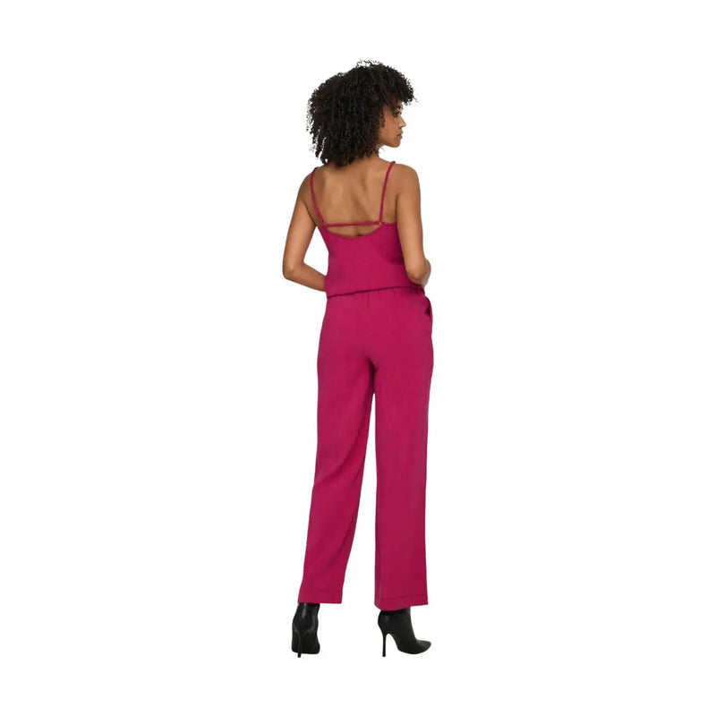 Fuchsia viscose sleeveless jumpsuit with thin straps and back cutout from only women trousers madeli oaklyn long collection