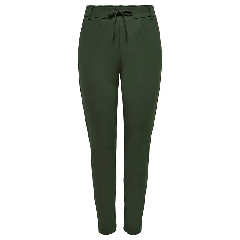 Only women dark green high-waisted viscose blend trousers with drawstring waistband size s plain laces