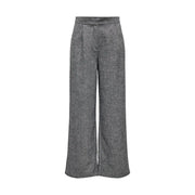 Gray textured wide-leg polyester trousers by only women with high waist and subtle pleats for fall winter use