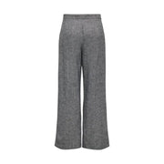 Gray polyester only women trousers with herringbone pattern wide-leg design for fall and winter wear