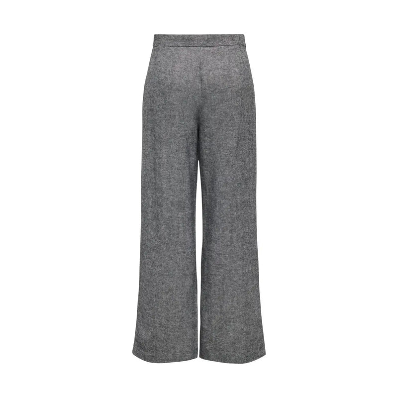 Gray polyester only women trousers with herringbone pattern wide-leg design for fall and winter wear