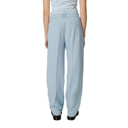 Only women light blue wide-leg trousers with tailored fit subtle front pockets made from polyester with zip button closure