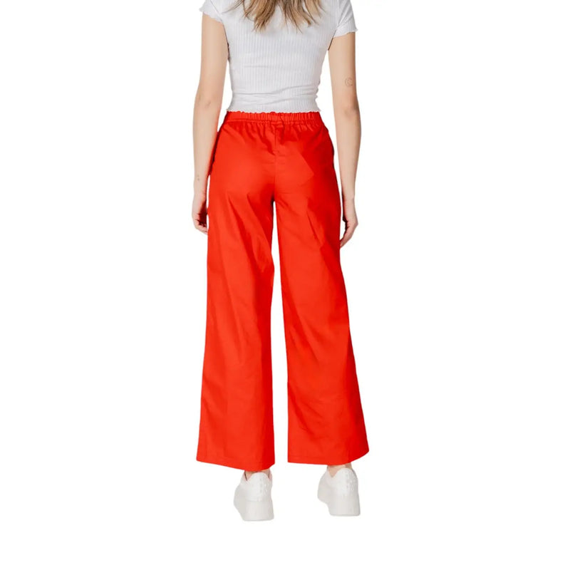 Bright red satin wide-leg trousers with elastic waistband from Only Women spring summer 15344272 collection