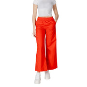 Bright red wide-leg satin trousers with elastic waistband from Only women spring summer cotton collection