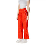 Bright red cotton wide-leg track pants with white side stripes and elastic waistband for spring summer by Only Women