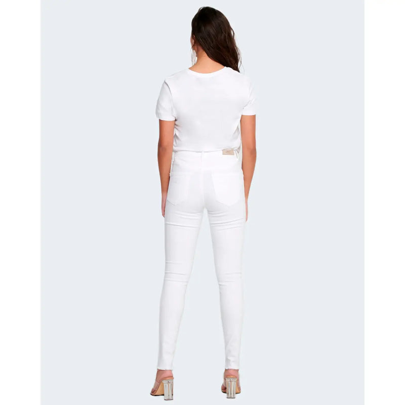 White high-waisted skinny jeans in cotton stretch with a slim fit from Only women trousers collection