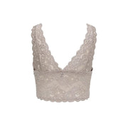 A delicate beige lace crop top with scalloped edges from Only women underwear ONLCHLOE lace grey polyester straps