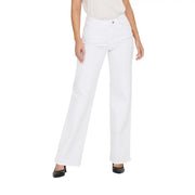 Only women white wide-leg jeans made of stretch cotton denim showcasing a high-rise fit front view