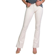 cremefarben only Damen-Jeans mit hohem Bund und ausgestelltem Bein aus Stretch-Baumwoll-Denim mit glatter, klassischer Stoffverarbeitung